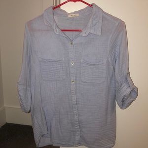 Félicité Blue Button Down Top 3/4 Length